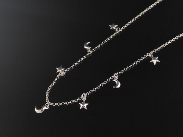 Choker Estrelas e Luas - Prata 925