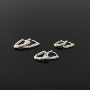 Trio de Argolas Triângulo com Micro Zircônias - Prata 925