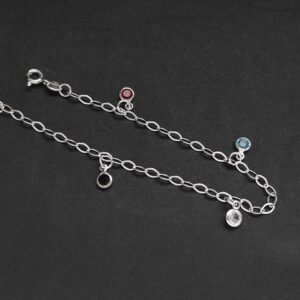 Pulseira 5 Cristais Coloridos - Prata 925