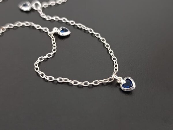 Chocker 5 Corações Azul Escuro - Prata 925 - Imagem 2