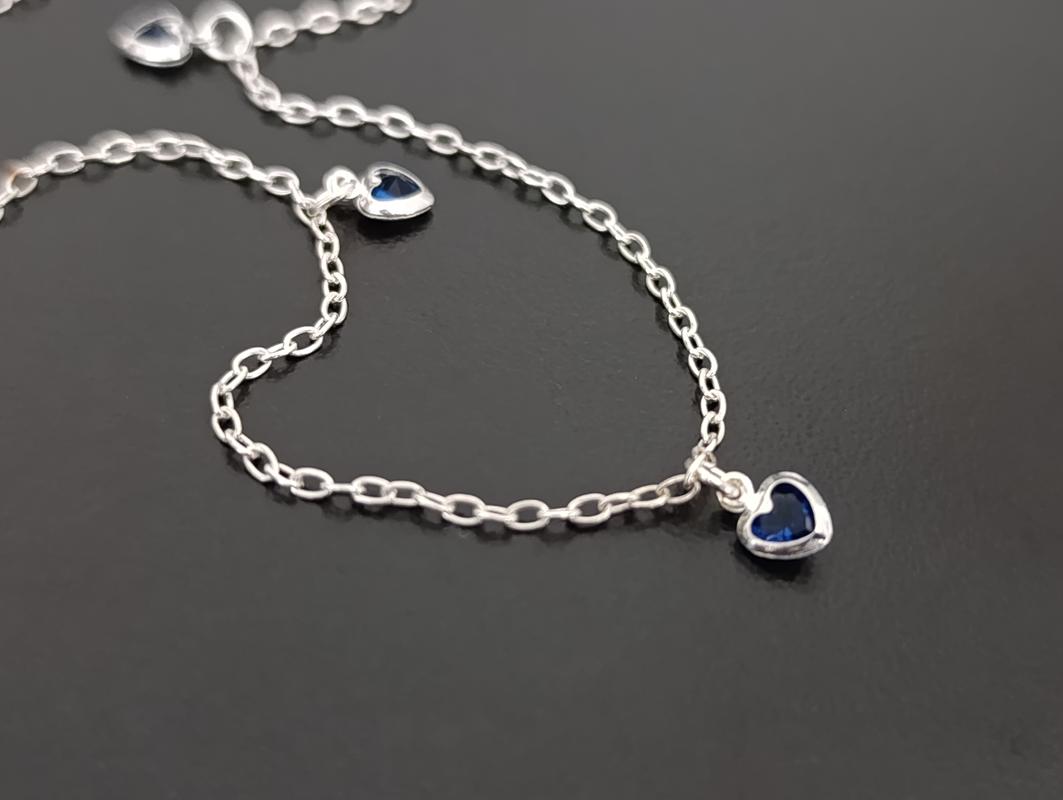 Chocker 5 Corações Azul Escuro - Prata 925 - Imagem 2
