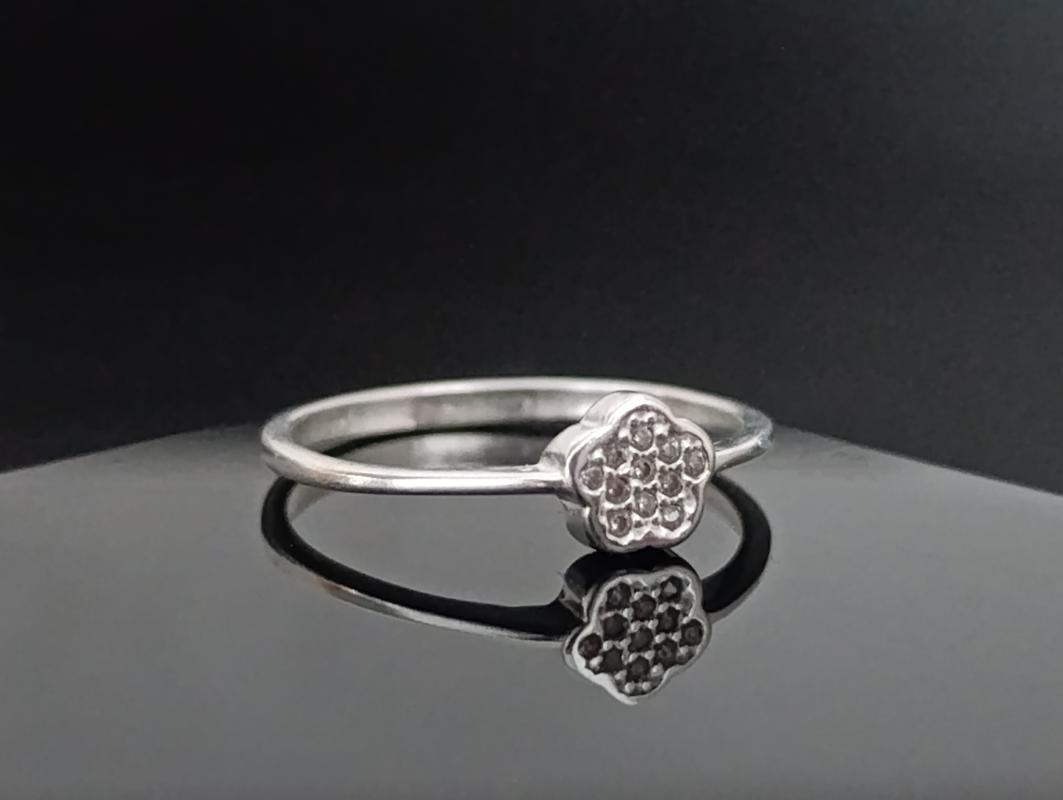 Anel Flor com Micro Zircônias - Prata 925 - Imagem 3