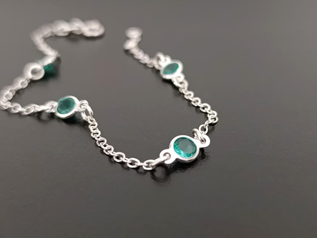 Pulseira com Pedras Verde Esmeralda - Prata 925 - Imagem 2