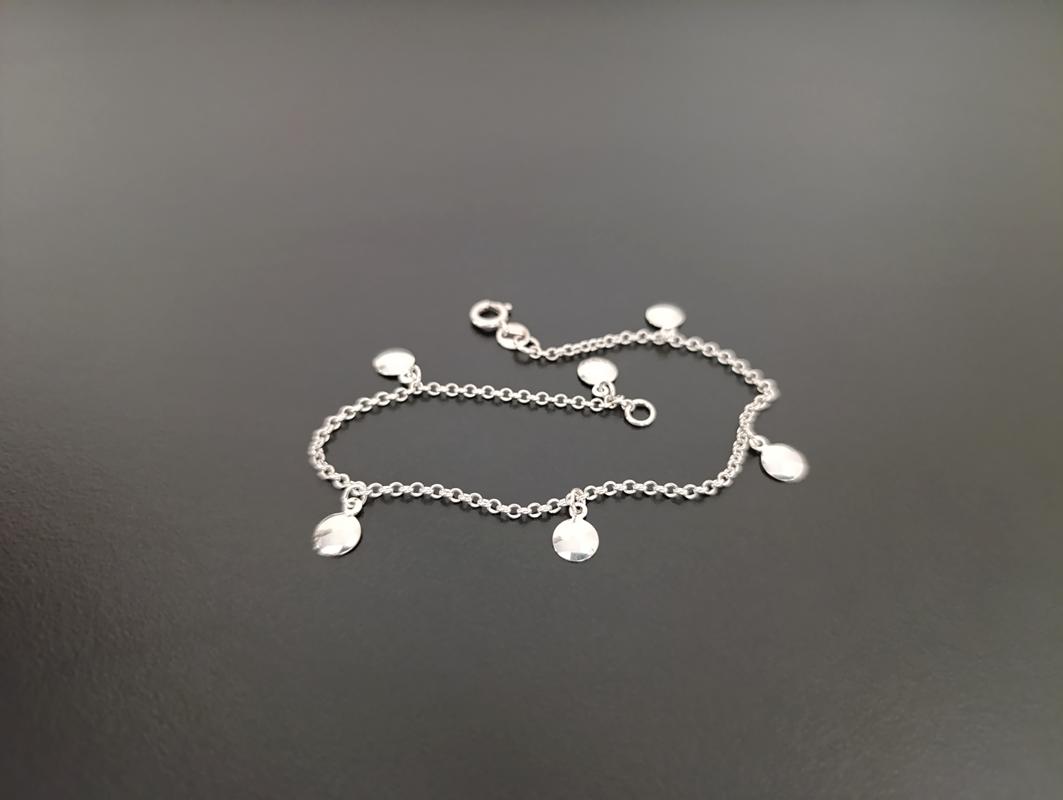 Pulseira 6 Chapinhas Redondas - Prata 925