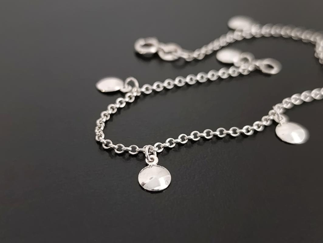 Pulseira 6 Chapinhas Redondas - Prata 925 - Imagem 2